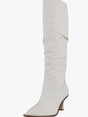 Women's Tall Slouch Pointed Toe Heel Boots - White